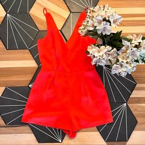 Topshop Red Romper with Black Lace Back Detail | Size 2